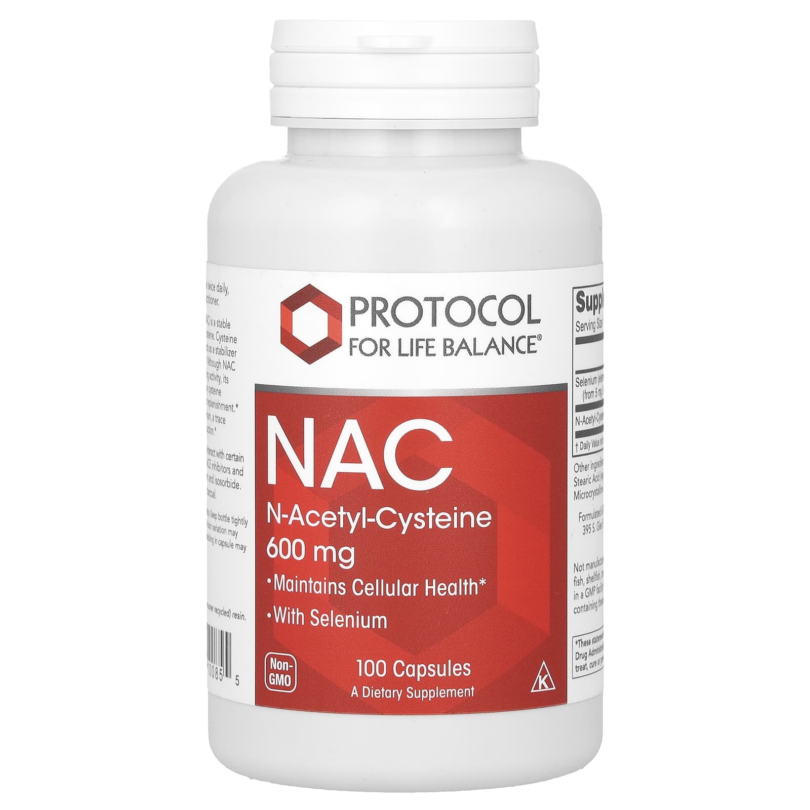 NAC N-Acetyl Cysteine 600mg x100 C. - Protocol For Life Balance - Protocol For Life Balance