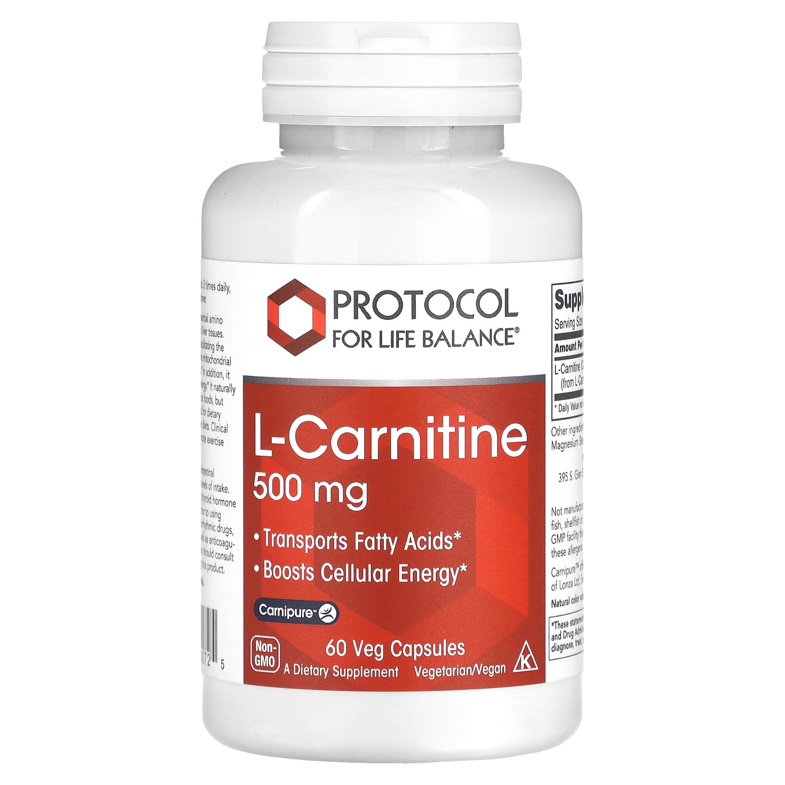 L-Carnitine 500mg x60 C. - Protocol For Life Balance - Protocol For Life Balance