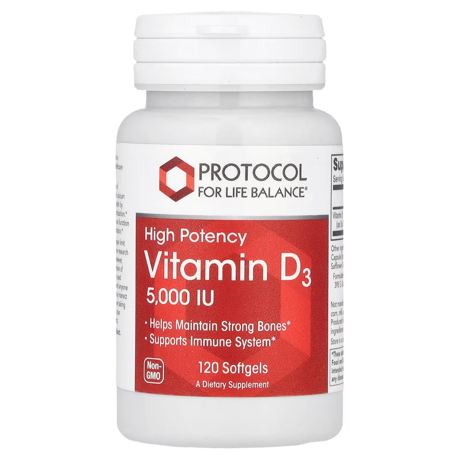 Vitamin D3 5000 IU x120 Softgels - Protocol For Life Balance