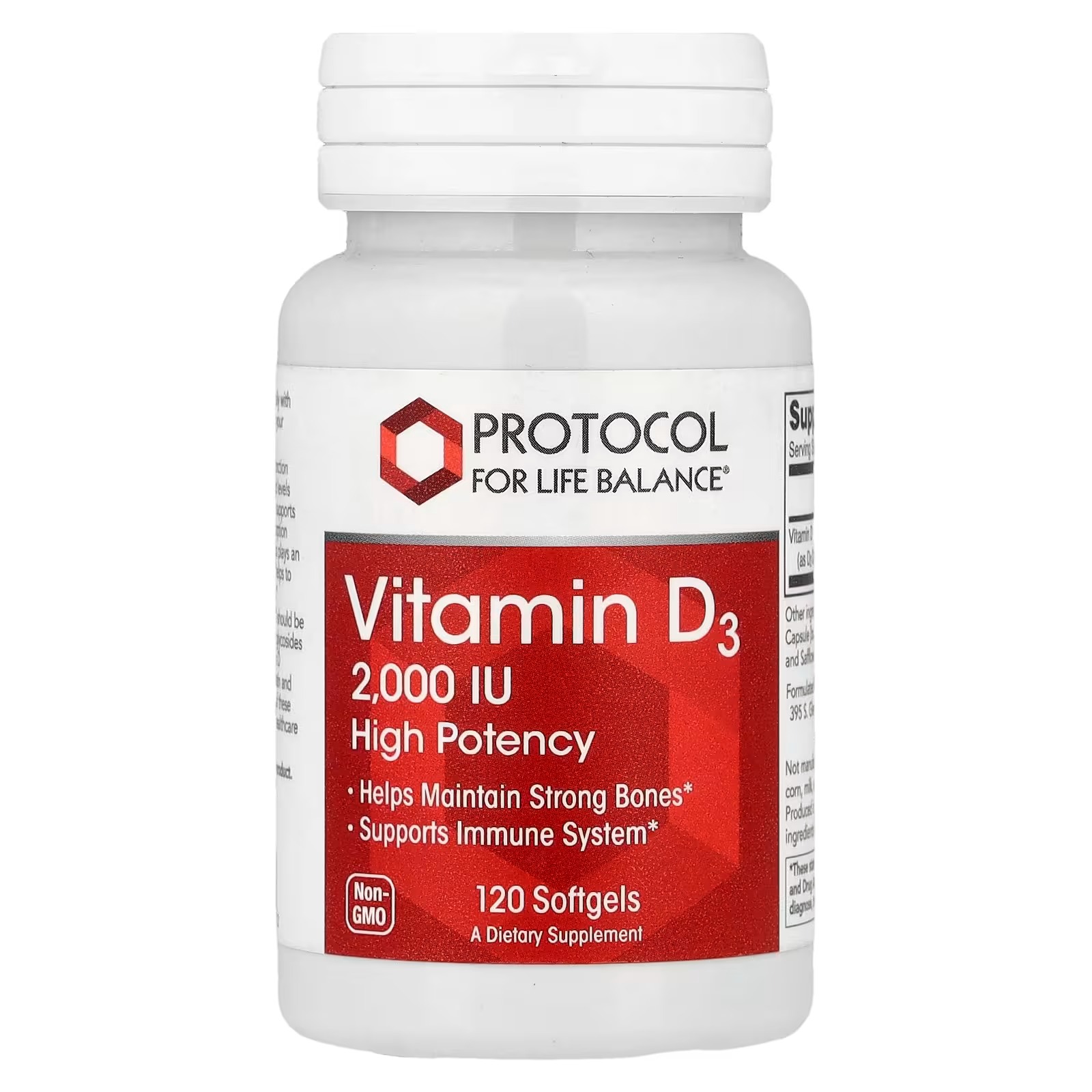 Vitamin D3 2,000 IU x120 Softgels - Protocol For Life Balance