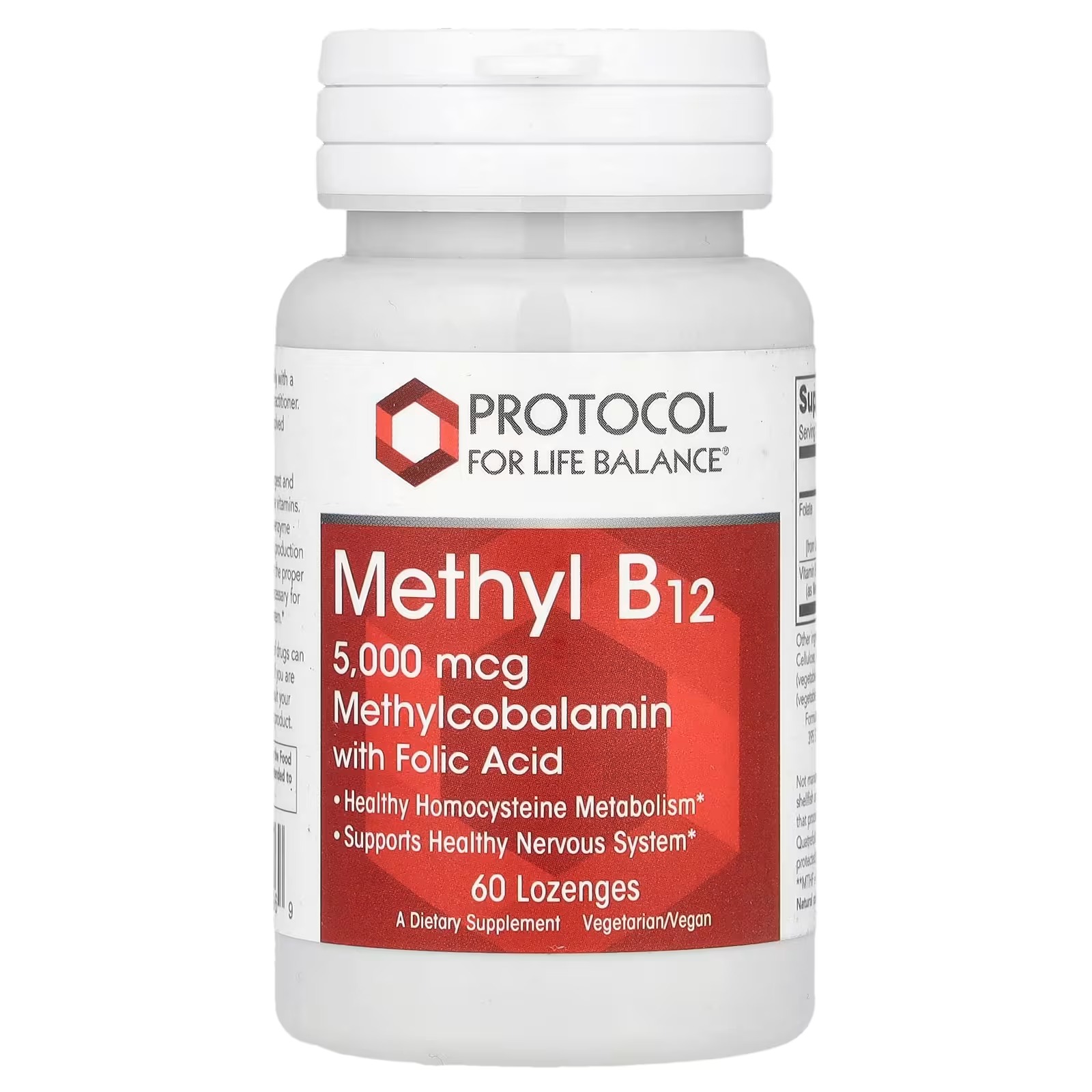 Methyl B12 5,000 mcg w/Folate x60 Tabs - Protocol for Life Balance - Protocol For Life Balance