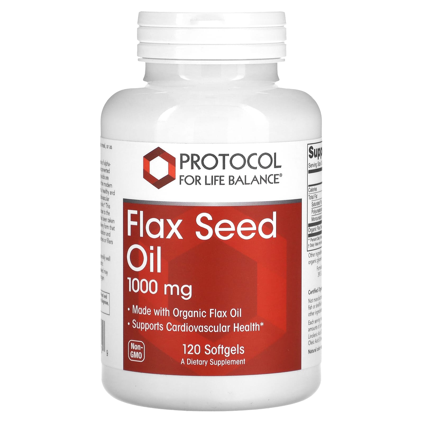 Flax Seed Oil 1000mg x120 Sg - Protocol For Life Balance - Protocol For Life Balance