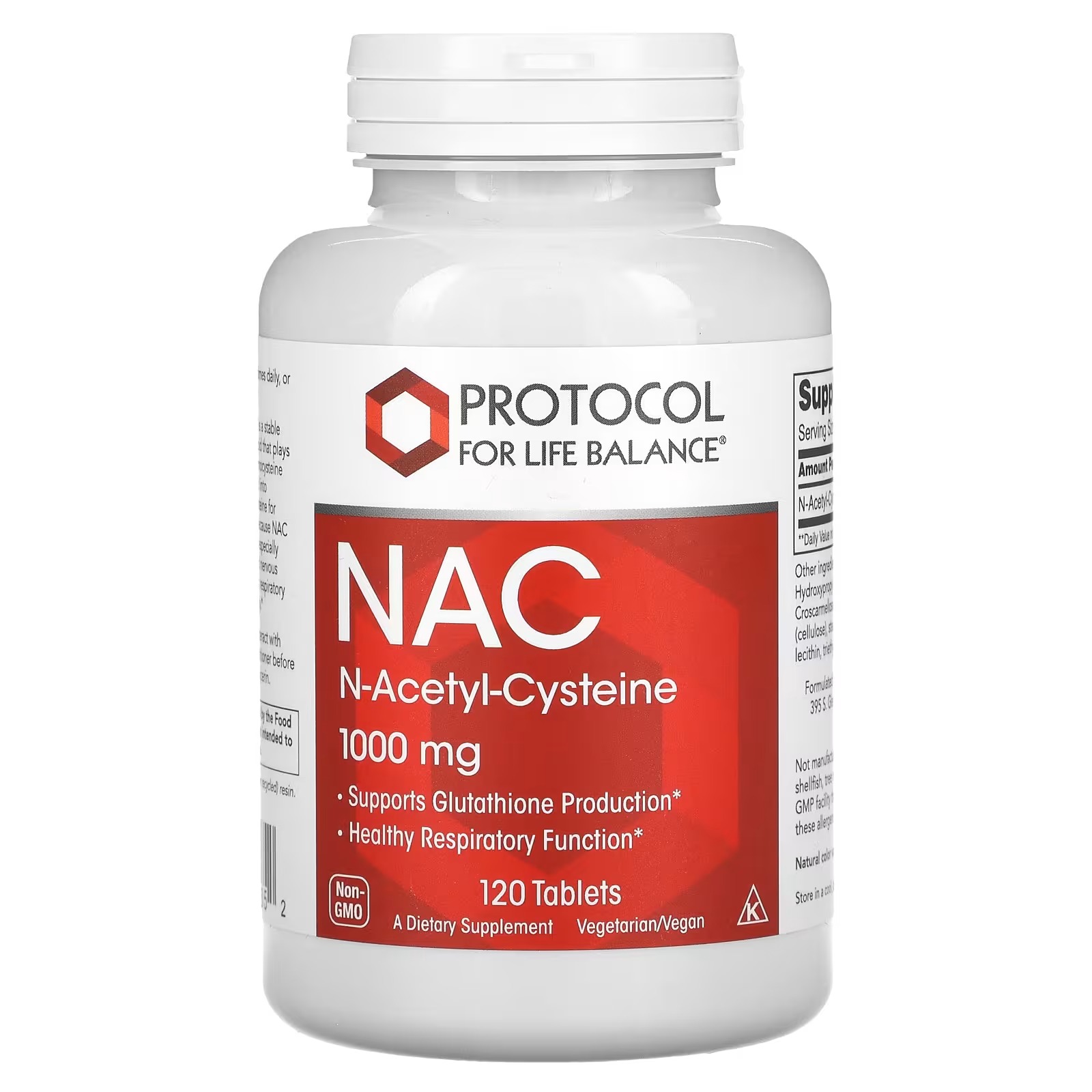 NAC N-Acetyl Cysteine 1,000mg x120 Caps - Protocol For Life Balance