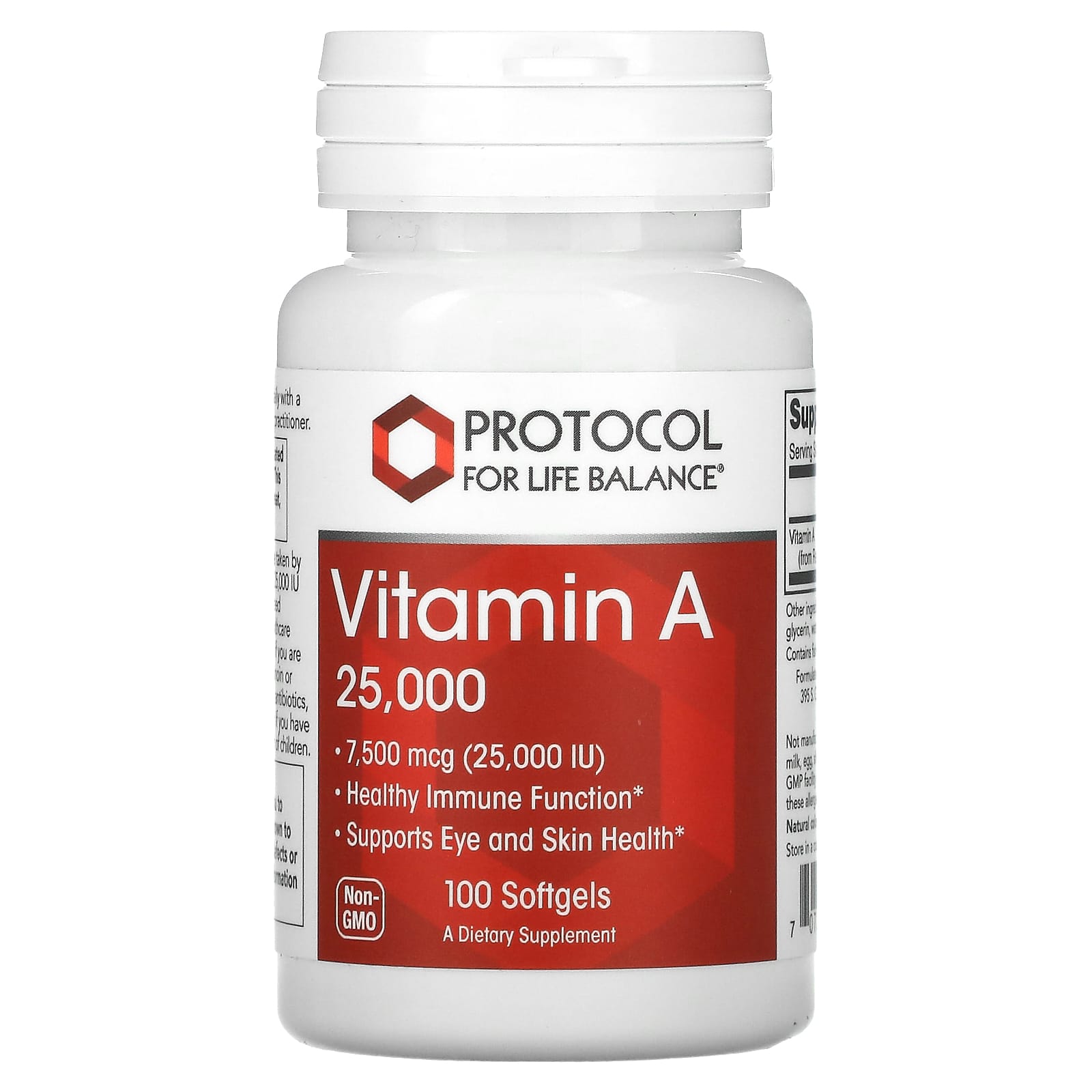 Vitamin A 25000 IU x100 Sg - Protocol For Life Balance - Protocol For Life Balance
