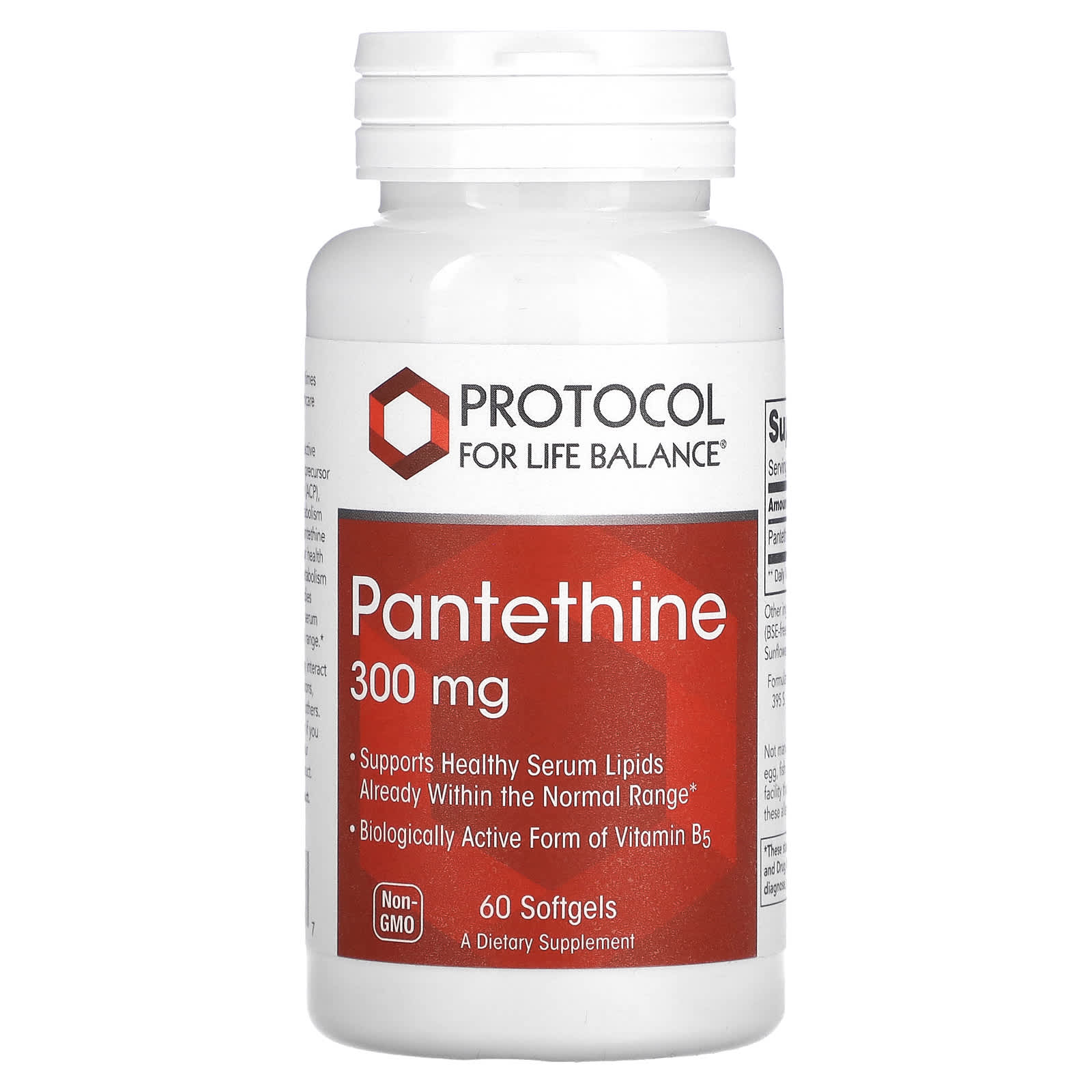 Pantethine 300mg x60 Sg. - Protocol For Life Balance - Protocol For Life Balance