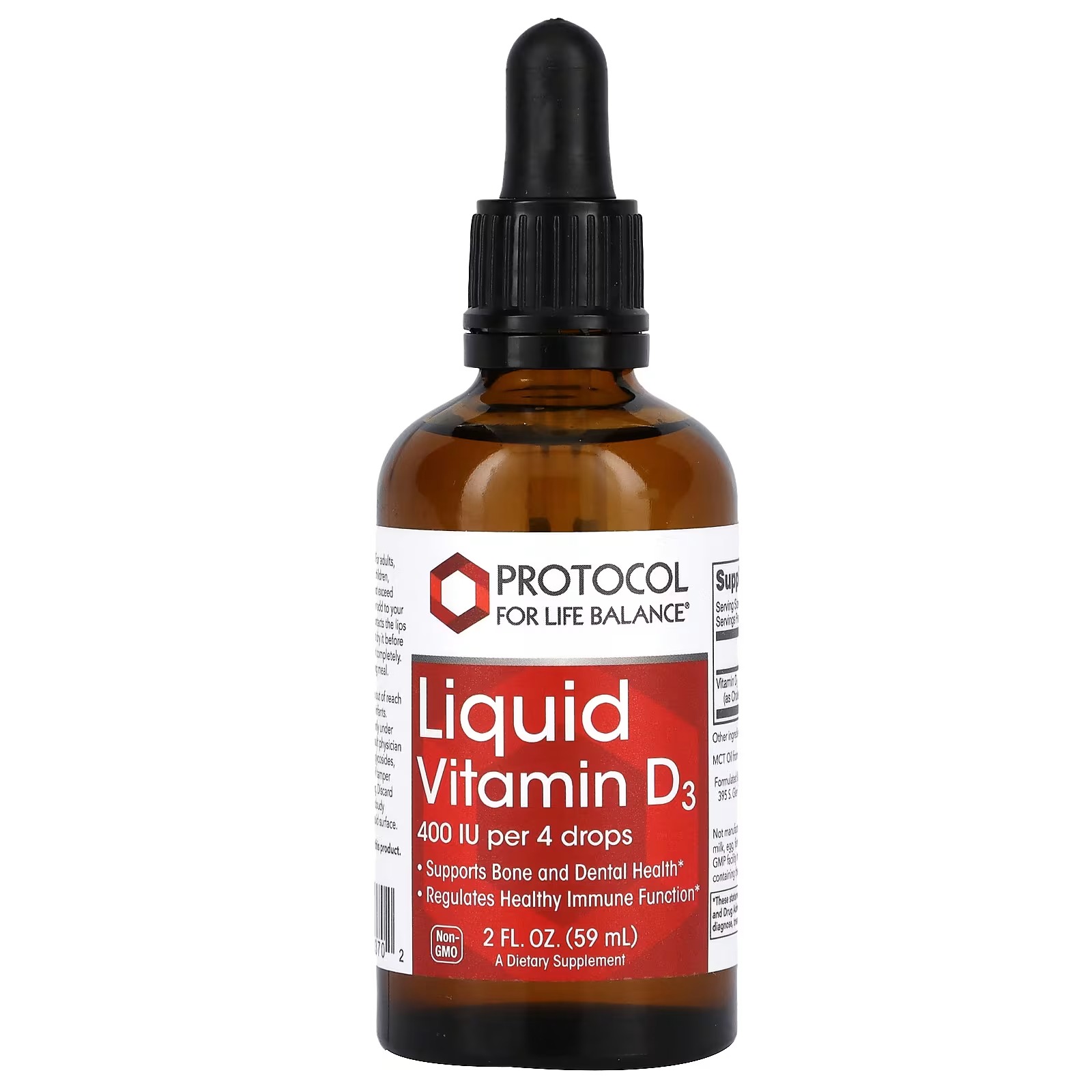 Liquid Vitamin D3 400 IU 60mL - Protocol For Life Balance - Protocol For Life Balance