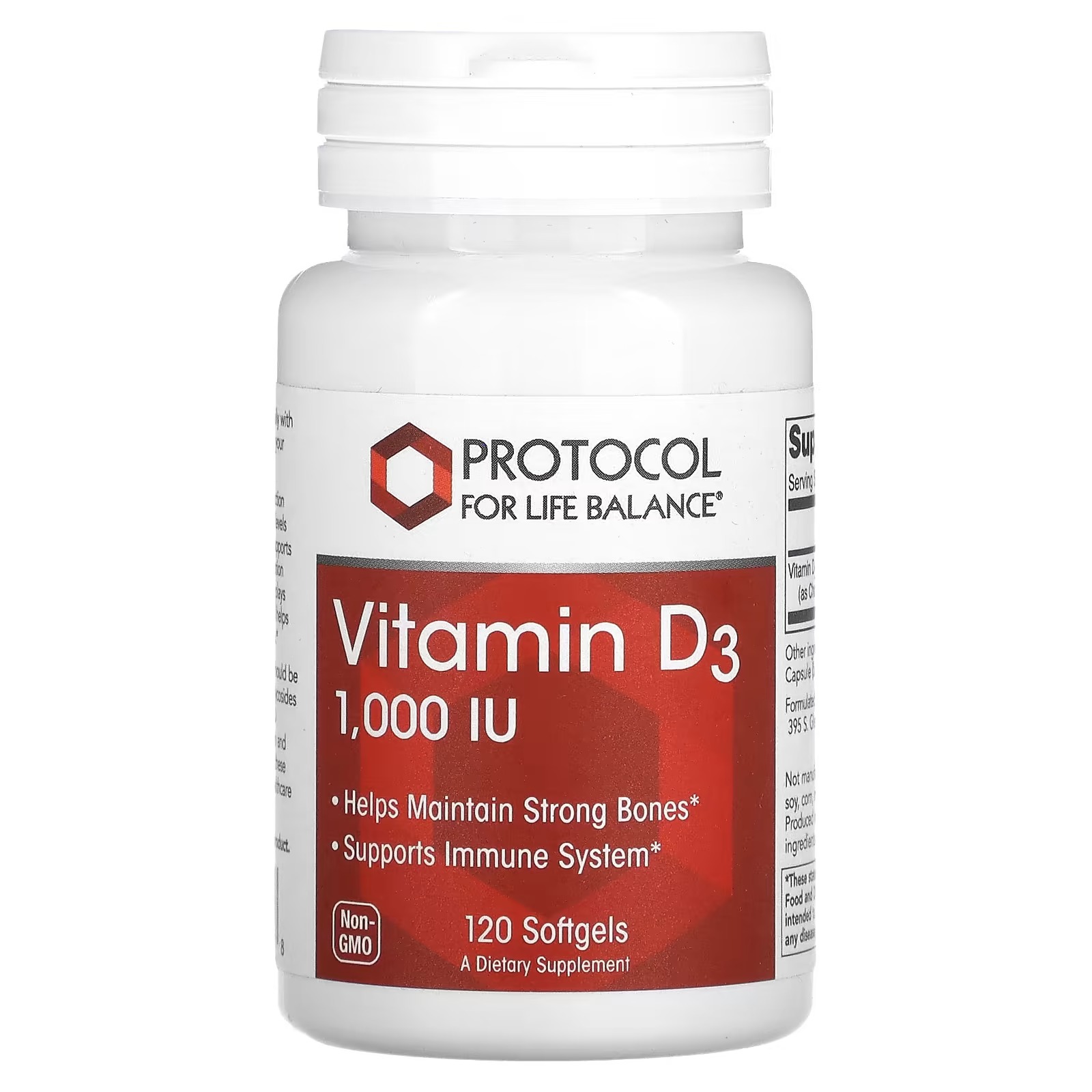 Vitamin D3 1000 IU x120 Sg - Protocol For Life Balance - Protocol For Life Balance