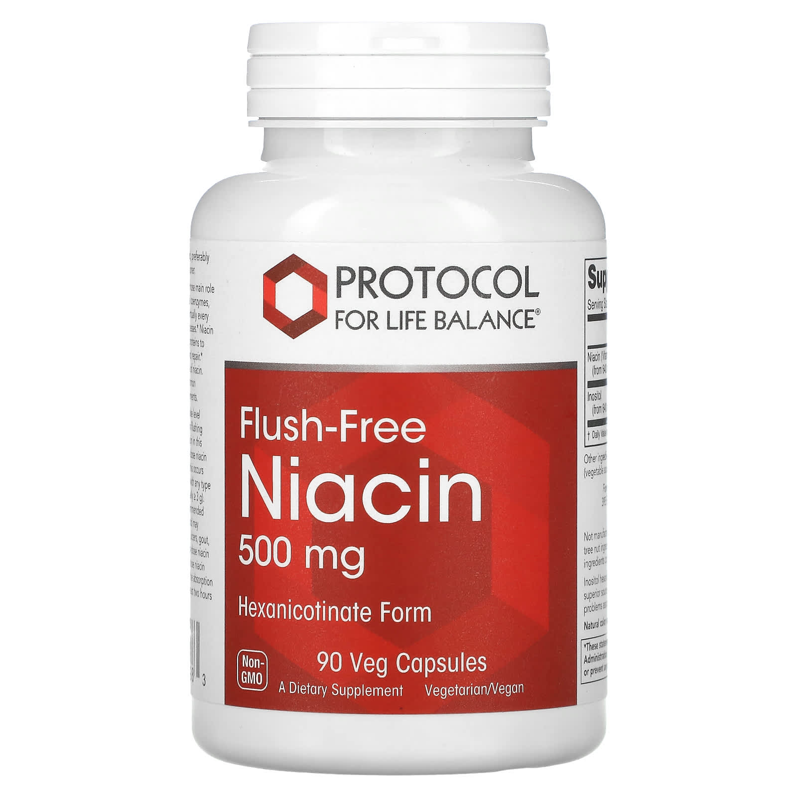 Niacin Flush-Free 500mg x90 C. - Protocol For Life Balance - Protocol For Life Balance
