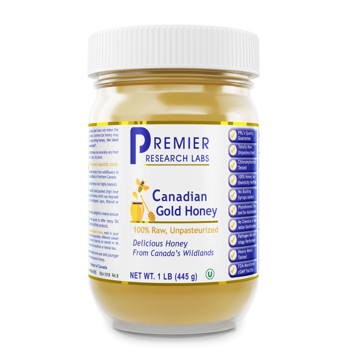 Canadian Gold Honey Raw (Miel cruda) 1lb. - Premier Research Labs - Premier Research Labs