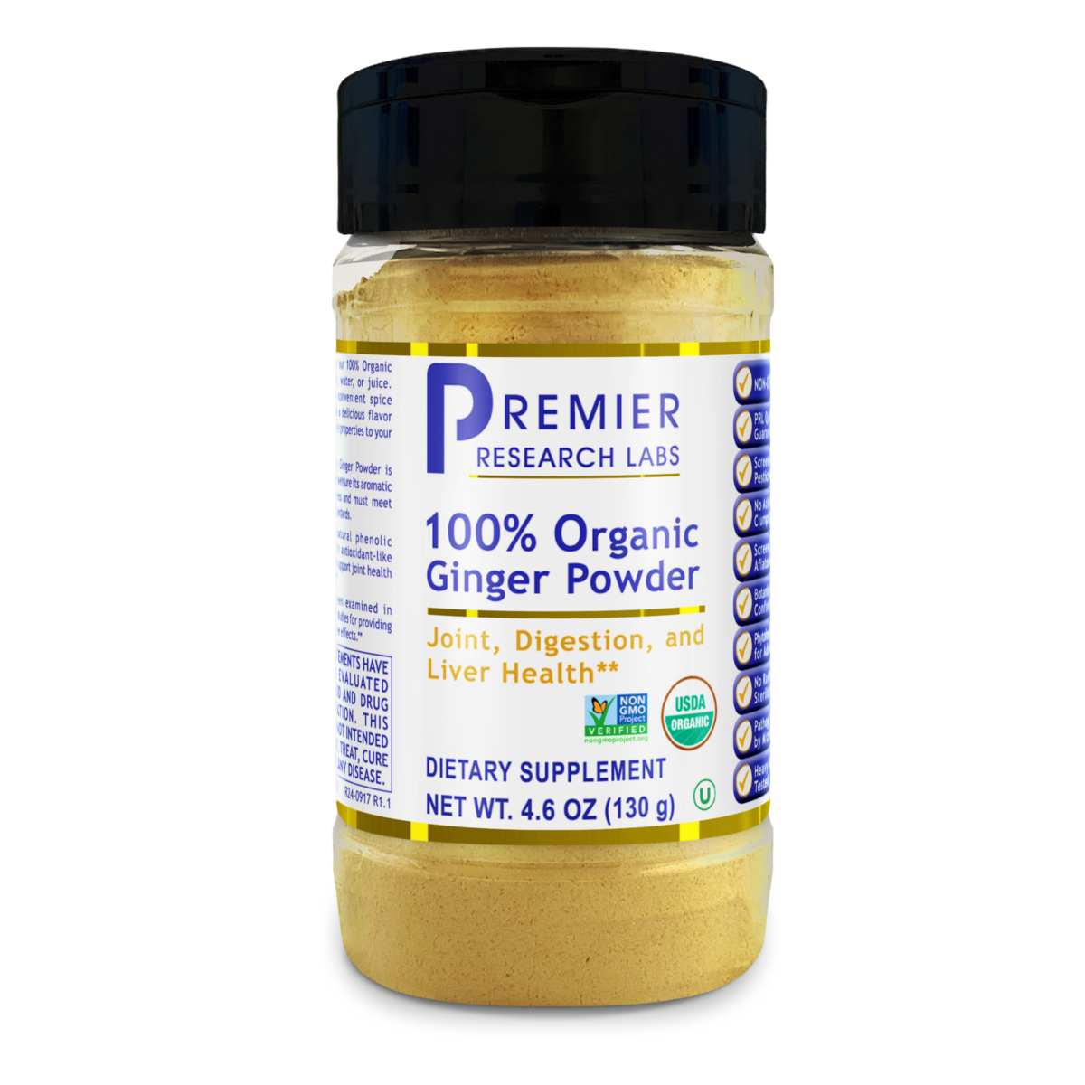 Ginger Powder 100% Organic (4.6 oz) - Premier Research Labs - Premier Research Labs