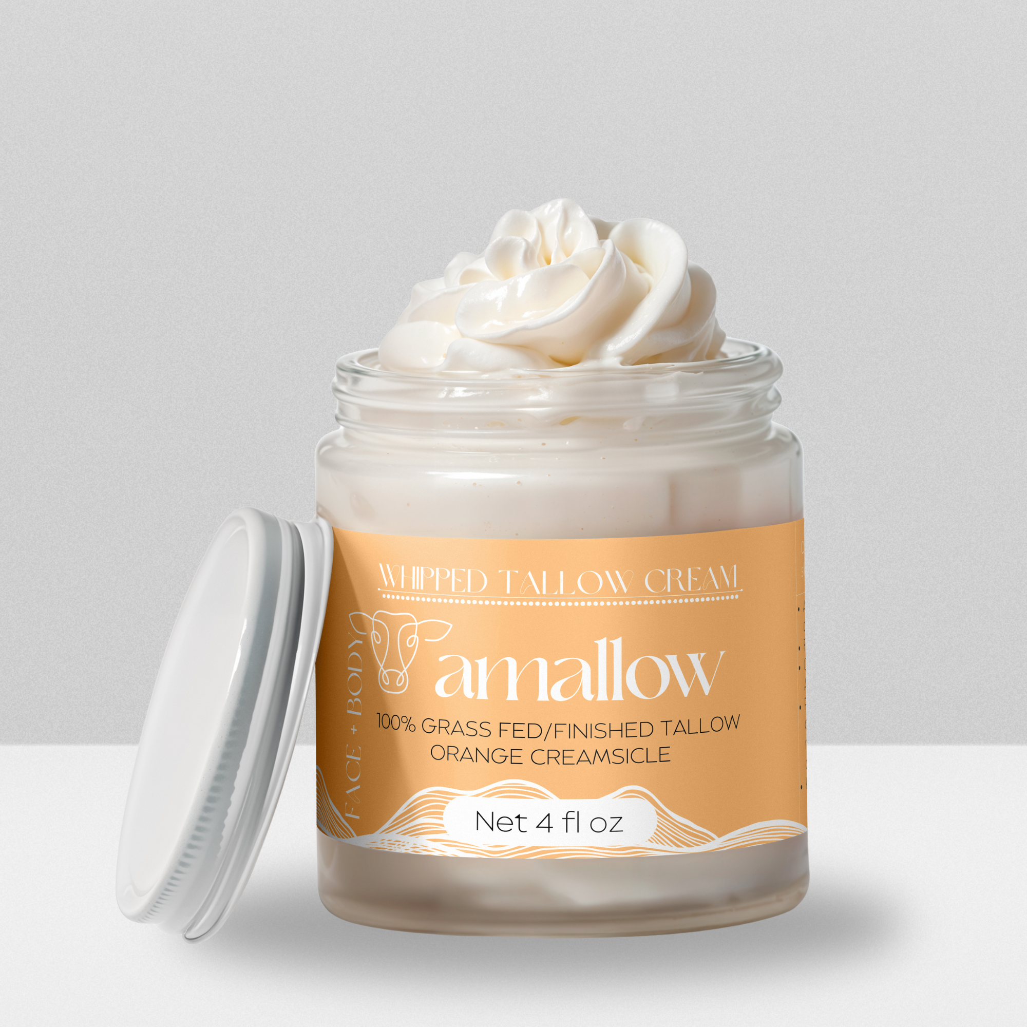Whipped Tallow Cream Orange Creamsicle - Sebo de Res 4 Oz - Amallow - Amallow