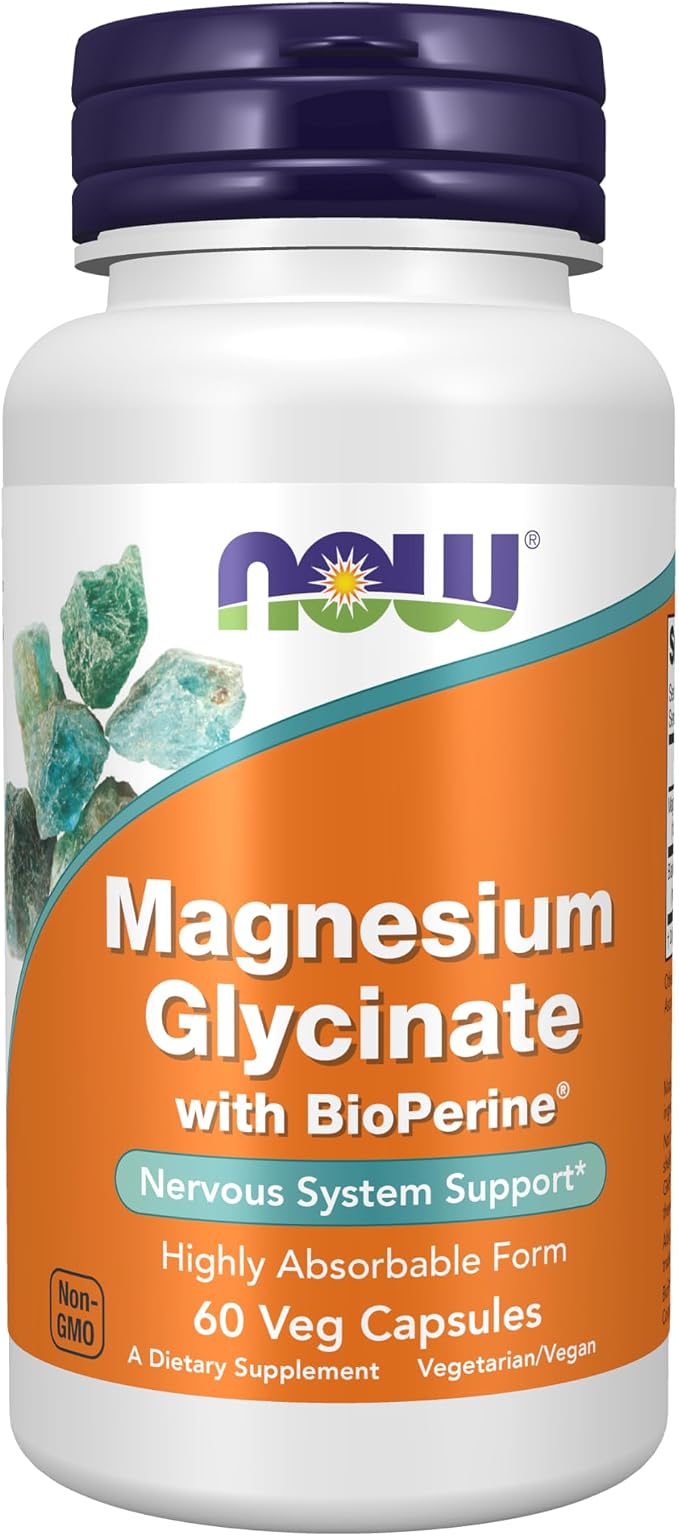 Magnesium Glycinate with BioPerine x60 Veg Caps - NOW 1284 - NOW